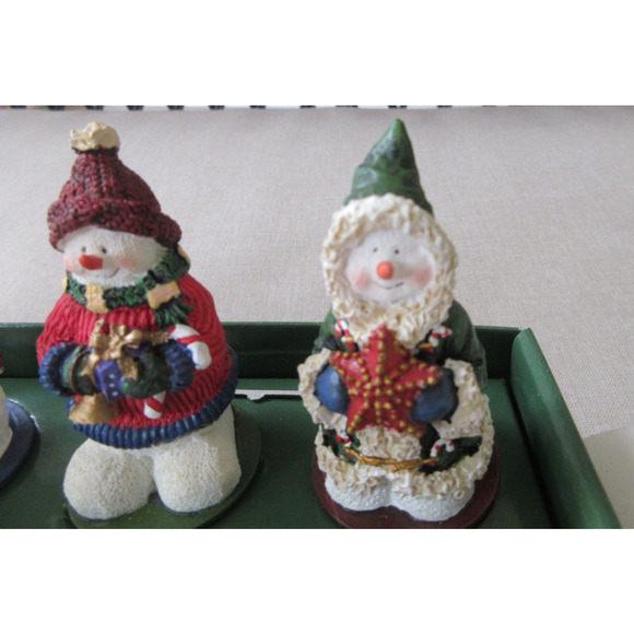 Lamp Finials Vintage Christmas Snowmen New in Box Resin - Picture 3 of 4
